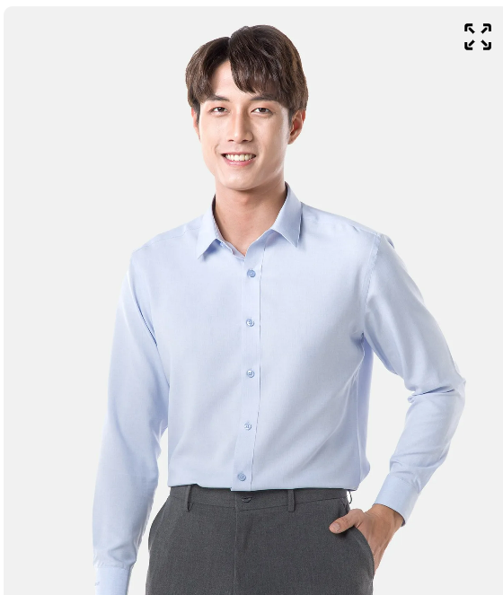 Áo Sơ Mi Nam Tay Dài Sợi Coffee Cổ Gài Nút Trơn Form Fitted - 10F23SHL090